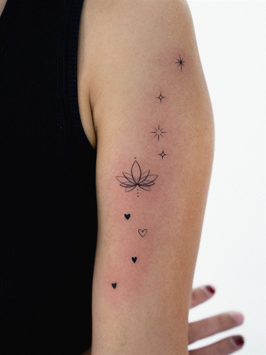 moon and stars arm tattoo idea for women