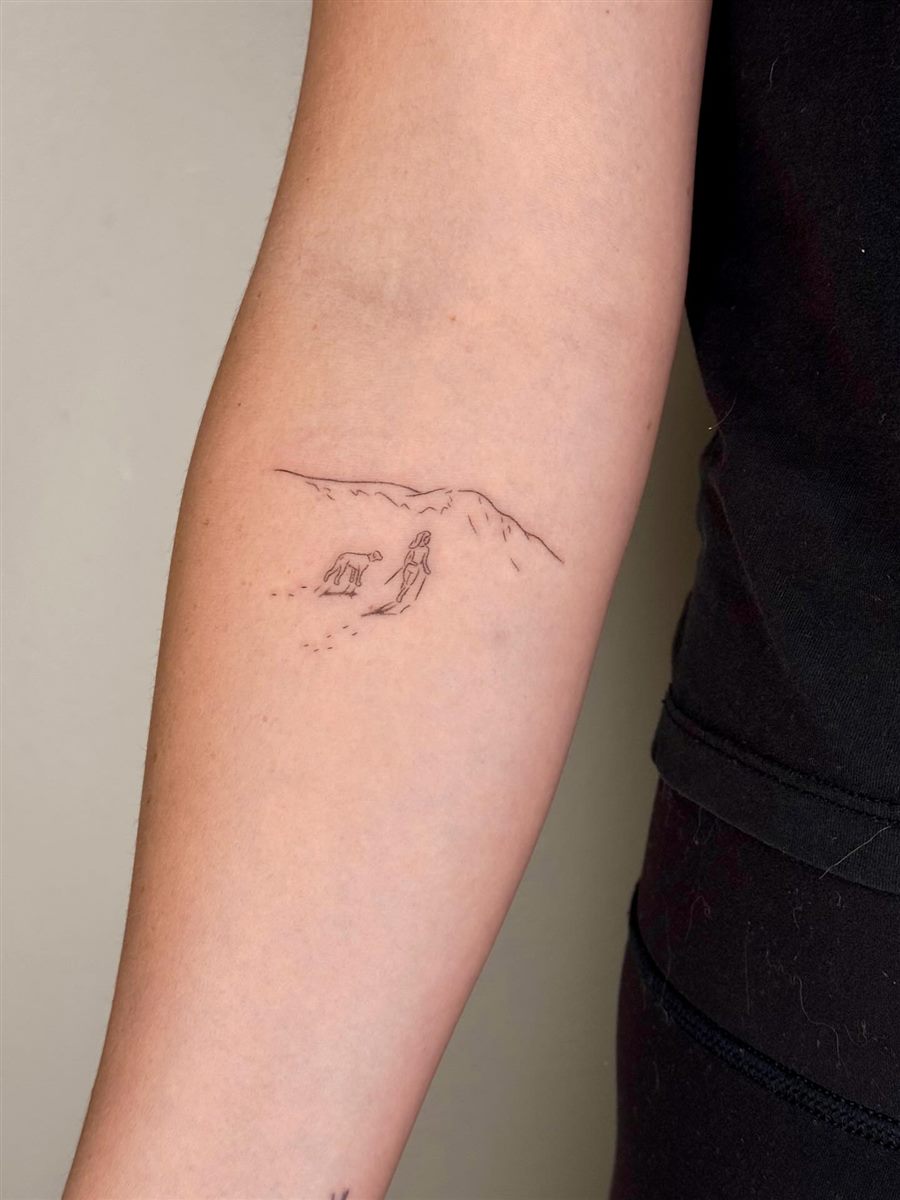 minimal fine line arm tattoo idea for women