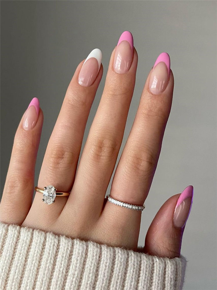 Simple Pink french Nail Art