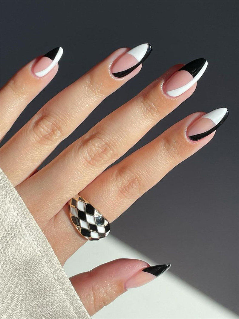 Black and White French Nail Design