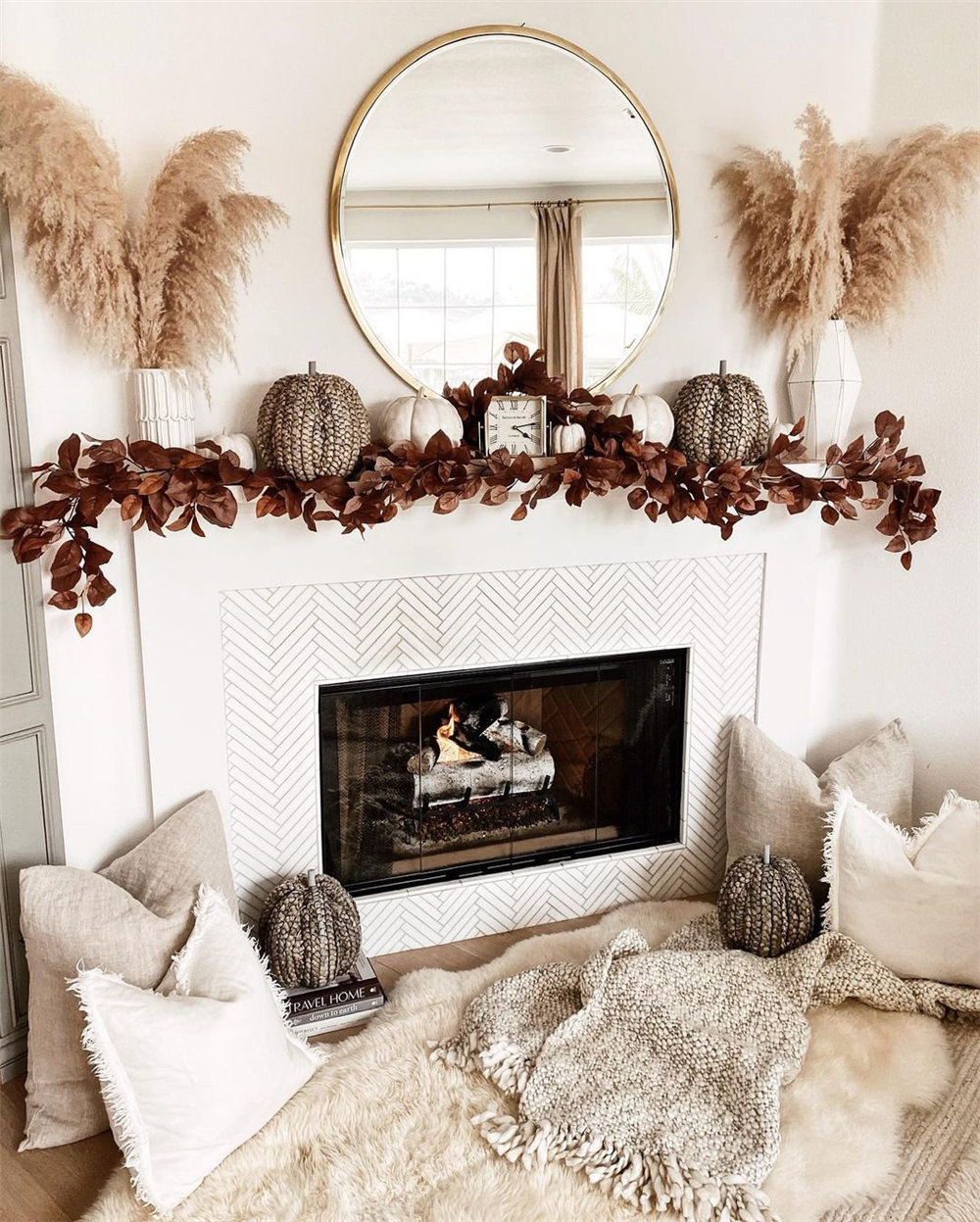 fall decor ideas for fireplace