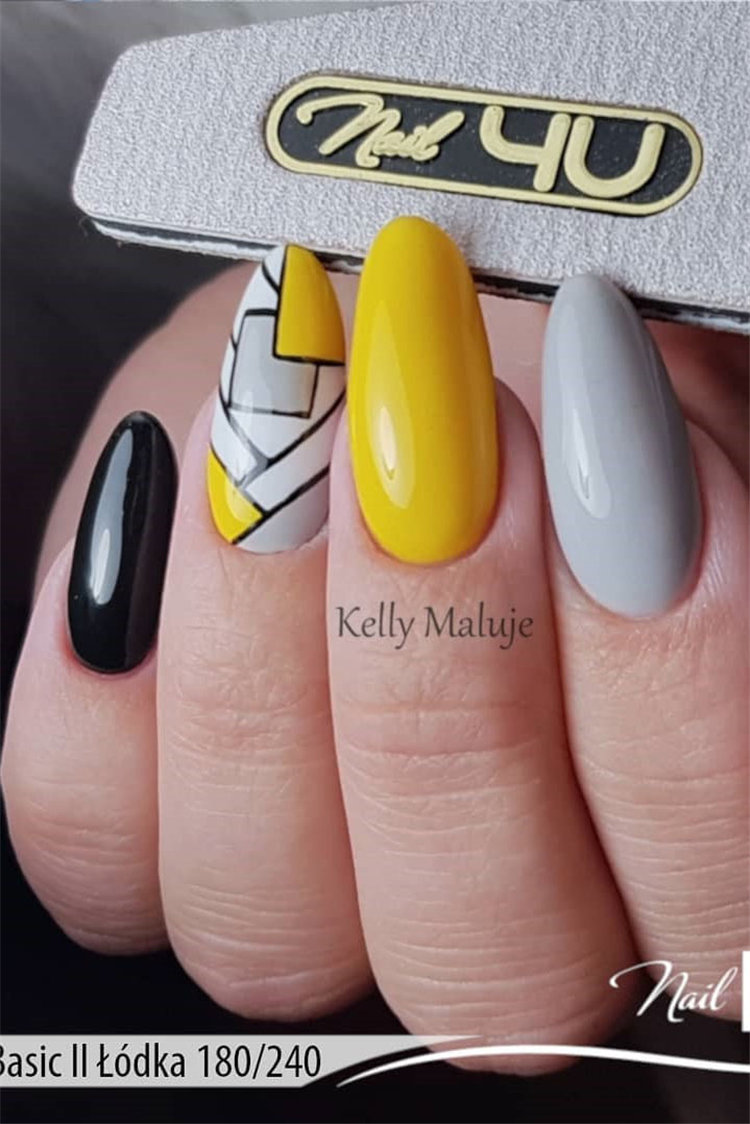 Geometric Nail Art Ideas; Geometric Manicures; geometric nails; nails designs; nails art; geometric aesthetic; nails polish;