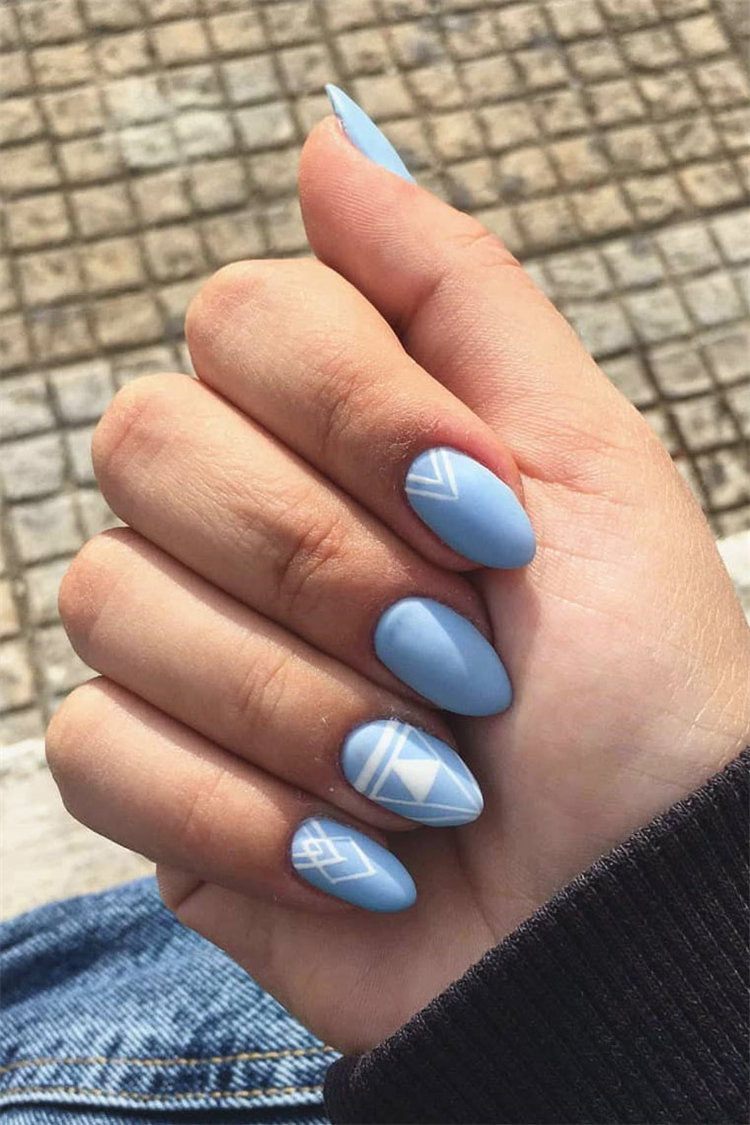 Geometric Nail Art Ideas; Geometric Manicures; geometric nails; nails designs; nails art; geometric aesthetic; nails polish;