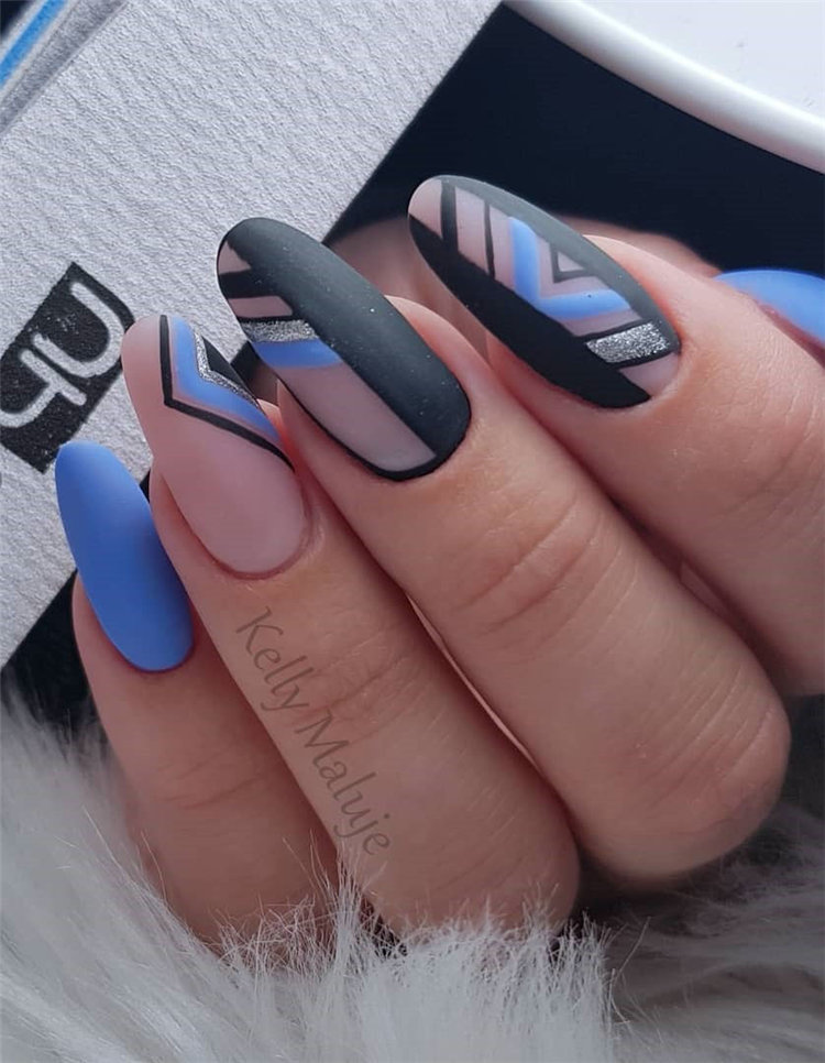 Geometric Nail Art Ideas; Geometric Manicures; geometric nails; nails designs; nails art; geometric aesthetic; nails polish;