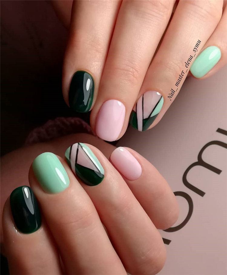 Geometric Nail Art Ideas; Geometric Manicures; geometric nails; nails designs; nails art; geometric aesthetic; nails polish;