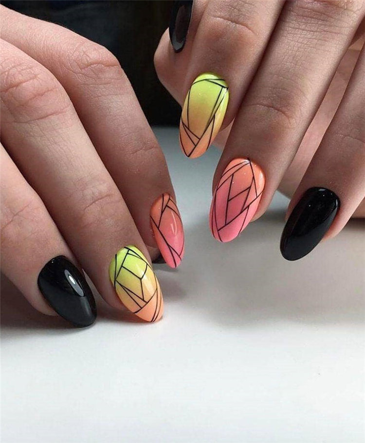 Geometric Nail Art Ideas; Geometric Manicures; geometric nails; nails designs; nails art; geometric aesthetic; nails polish;