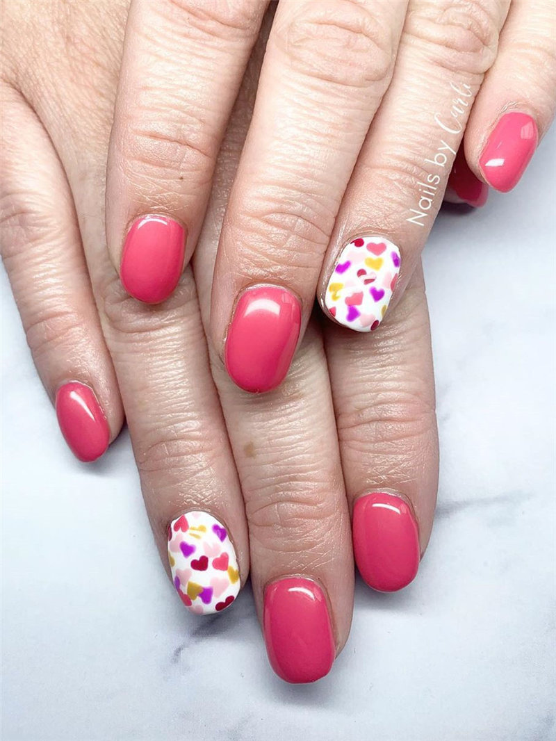 60 pink, red, and white valentine’s day nail ideas. We have gathered the best Valentines nails for you to find your Valentine's Day nail art inspiration. Click to see more nail art ideas. #NailArt #ValentineNails