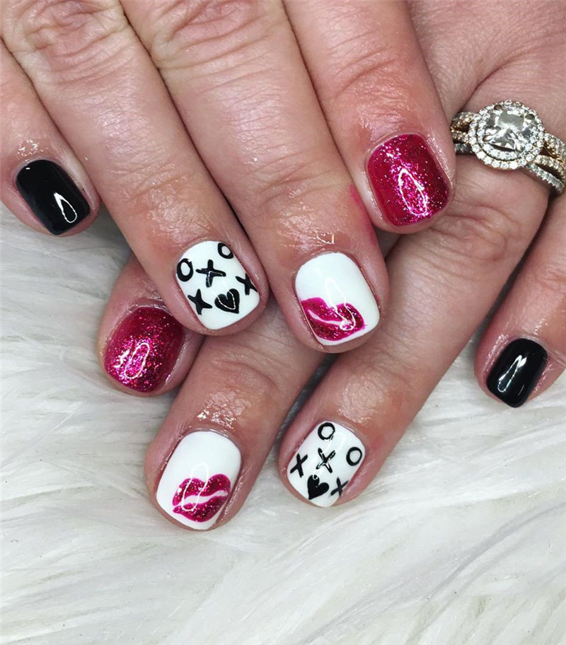 60 pink, red, and white valentine’s day nail ideas. We have gathered the best Valentines nails for you to find your Valentine's Day nail art inspiration. Click to see more nail art ideas. #NailArt #ValentineNails