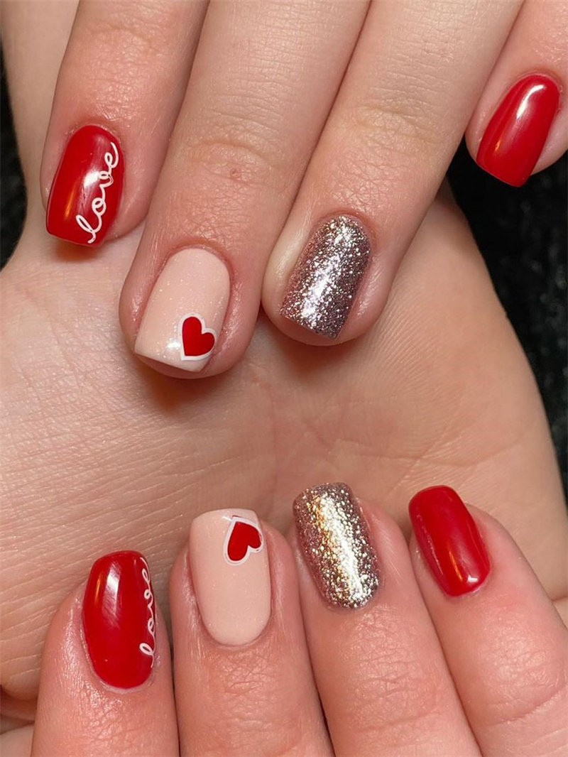 60 pink, red, and white valentine’s day nail ideas. We have gathered the best Valentines nails for you to find your Valentine's Day nail art inspiration. Click to see more nail art ideas. #NailArt #ValentineNails