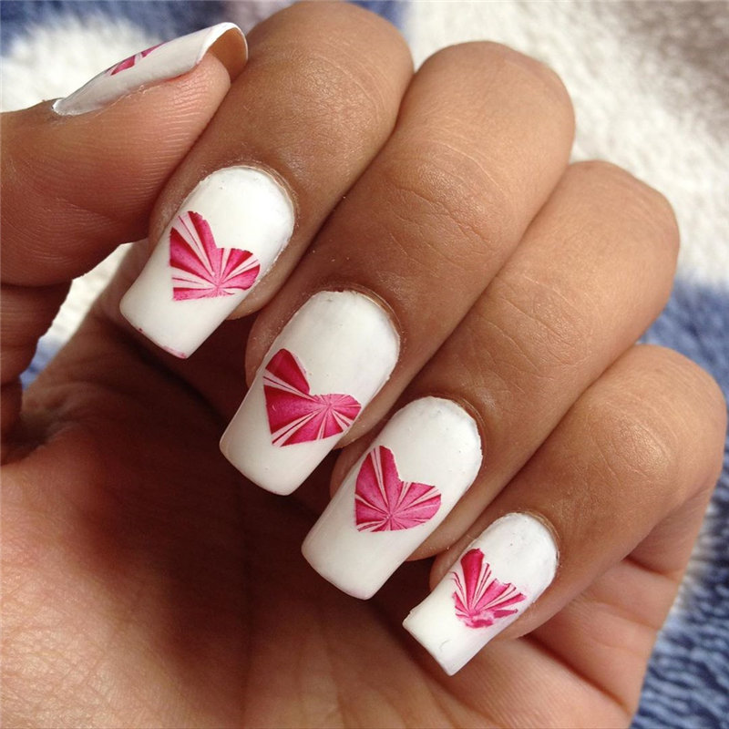 60 pink, red, and white valentine’s day nail ideas. We have gathered the best Valentines nails for you to find your Valentine's Day nail art inspiration. Click to see more nail art ideas. #NailArt #ValentineNails