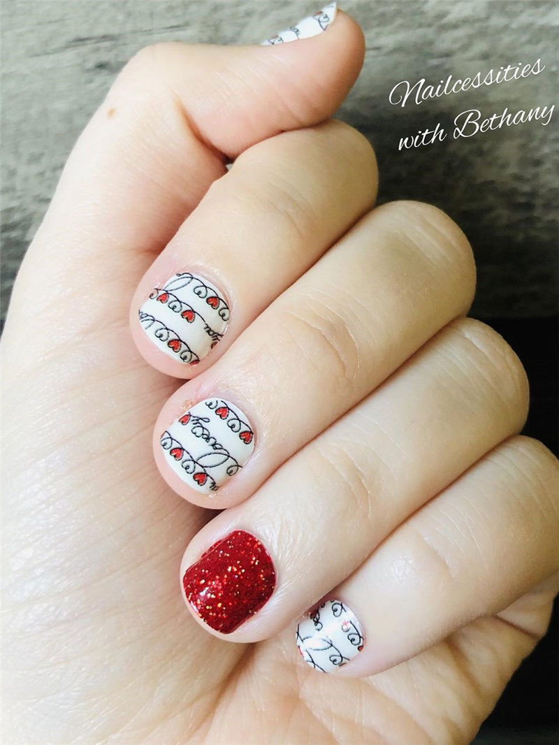 60 pink, red, and white valentine’s day nail ideas. We have gathered the best Valentines nails for you to find your Valentine's Day nail art inspiration. Click to see more nail art ideas. #NailArt #ValentineNails