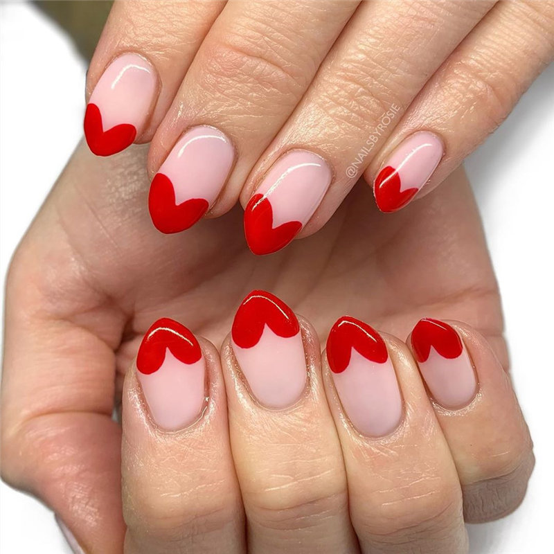 60 pink, red, and white valentine’s day nail ideas. We have gathered the best Valentines nails for you to find your Valentine's Day nail art inspiration. Click to see more nail art ideas. #NailArt #ValentineNails