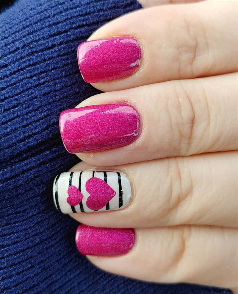 60 pink, red, and white valentine’s day nail ideas. We have gathered the best Valentines nails for you to find your Valentine's Day nail art inspiration. Click to see more nail art ideas. #NailArt #ValentineNails