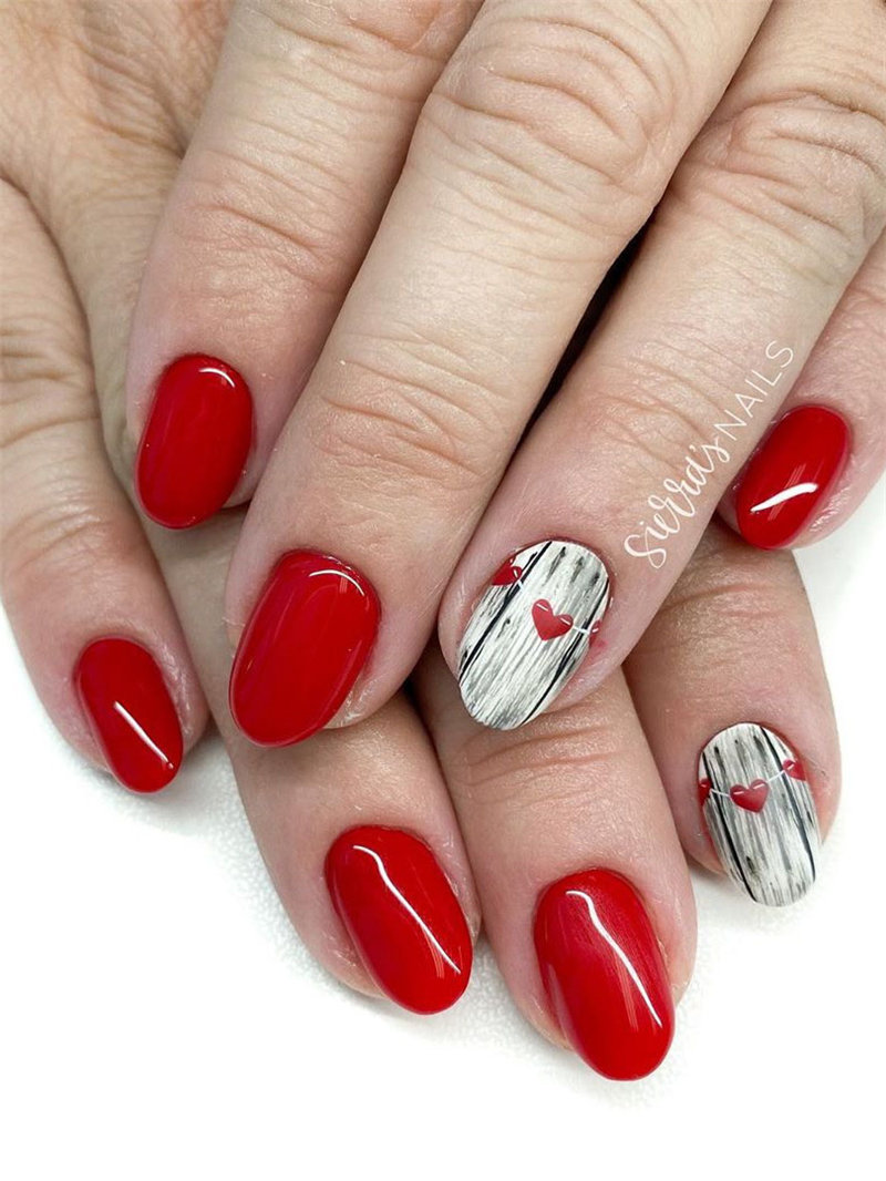 60 pink, red, and white valentine’s day nail ideas. We have gathered the best Valentines nails for you to find your Valentine's Day nail art inspiration. Click to see more nail art ideas. #NailArt #ValentineNails