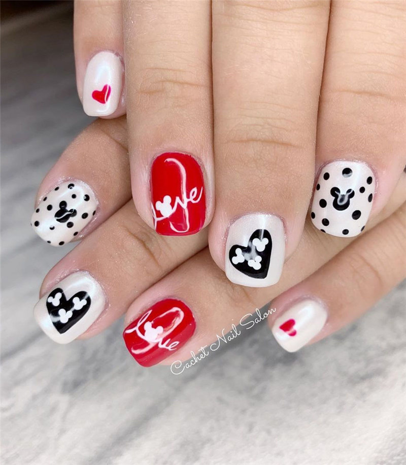 60 pink, red, and white valentine’s day nail ideas. We have gathered the best Valentines nails for you to find your Valentine's Day nail art inspiration. Click to see more nail art ideas. #NailArt #ValentineNails