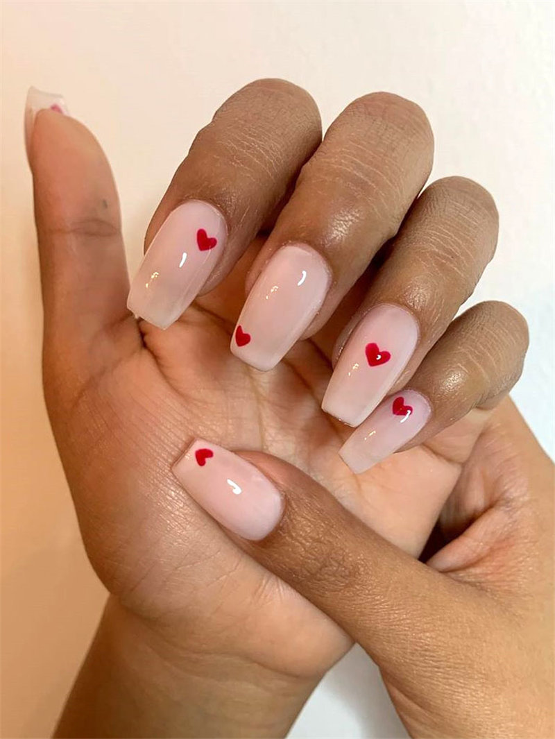 60 pink, red, and white valentine’s day nail ideas. We have gathered the best Valentines nails for you to find your Valentine's Day nail art inspiration. Click to see more nail art ideas. #NailArt #ValentineNails