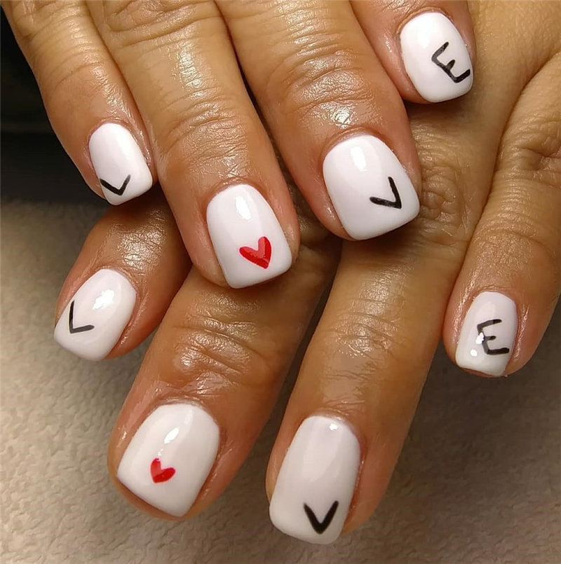 60 pink, red, and white valentine’s day nail ideas. We have gathered the best Valentines nails for you to find your Valentine's Day nail art inspiration. Click to see more nail art ideas. #NailArt #ValentineNails