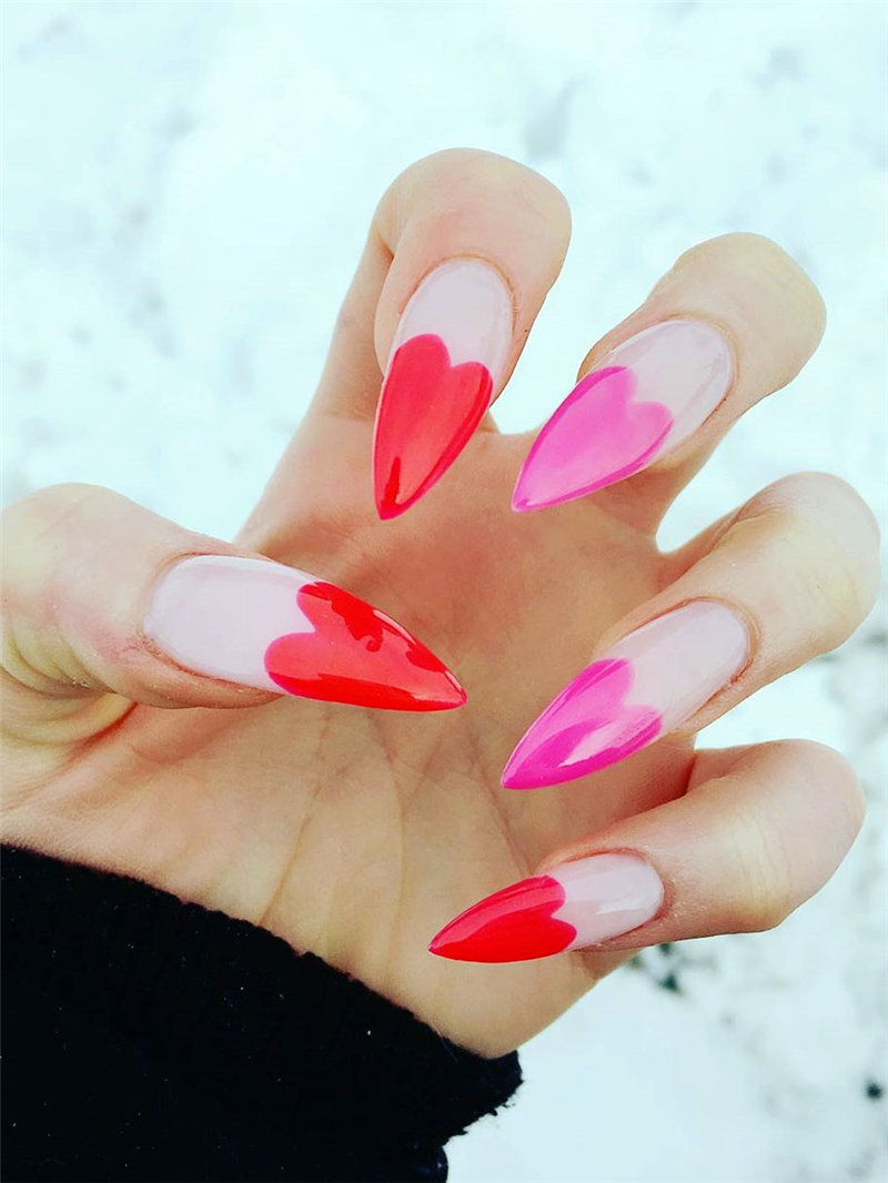 60 pink, red, and white valentine’s day nail ideas. We have gathered the best Valentines nails for you to find your Valentine's Day nail art inspiration. Click to see more nail art ideas. #NailArt #ValentineNails