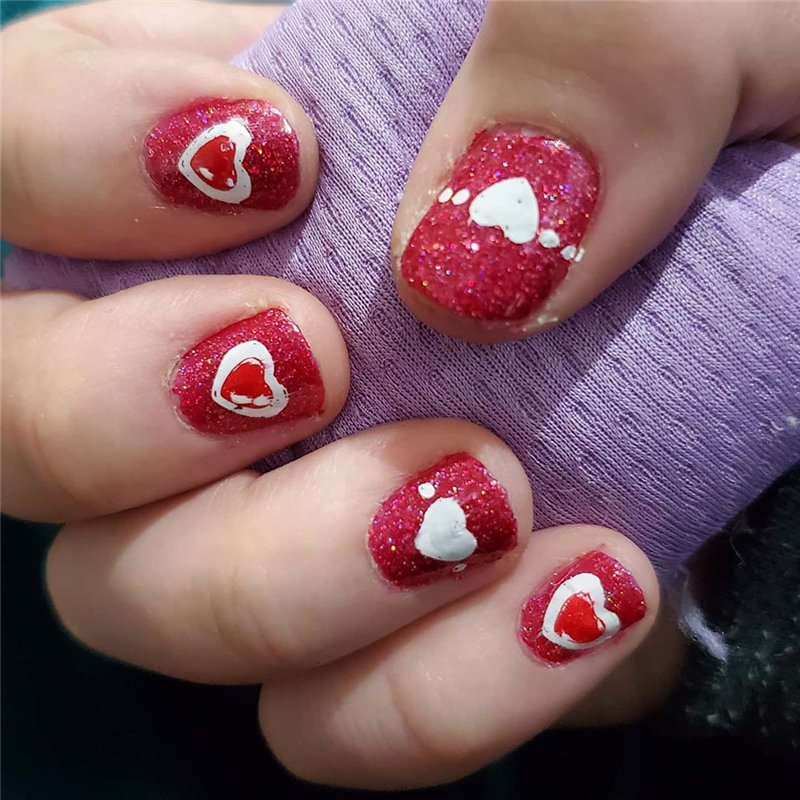 60 pink, red, and white valentine’s day nail ideas. We have gathered the best Valentines nails for you to find your Valentine's Day nail art inspiration. Click to see more nail art ideas. #NailArt #ValentineNails