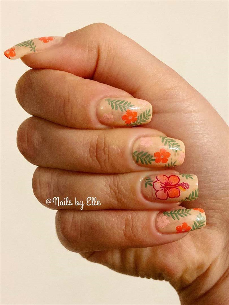 35 Spring Nail Design Trends and Colors. We have gathered the best spring nails ideas including beautiful flower,  greens, pinks, yellow and so on. You can try with the spring nails designs. #NailArt #springnails