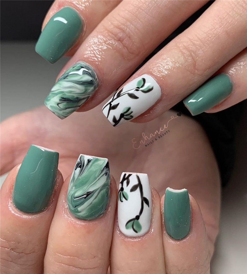 35 Spring Nail Design Trends and Colors. We have gathered the best spring nails ideas including beautiful flower,  greens, pinks, yellow and so on. You can try with the spring nails designs. #NailArt #springnails