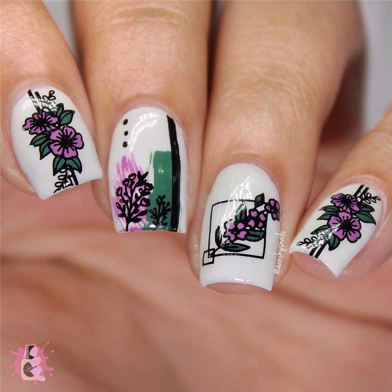 35 Spring Nail Design Trends and Colors. We have gathered the best spring nails ideas including beautiful flower,  greens, pinks, yellow and so on. You can try with the spring nails designs. #NailArt #springnails