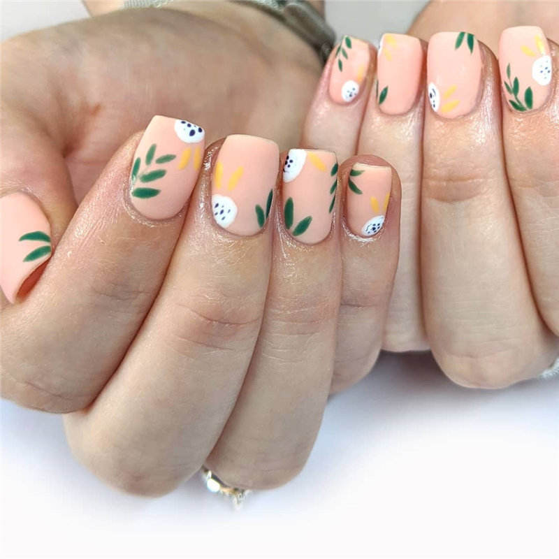 35 Spring Nail Design Trends and Colors. We have gathered the best spring nails ideas including beautiful flower,  greens, pinks, yellow and so on. You can try with the spring nails designs. #NailArt #springnails