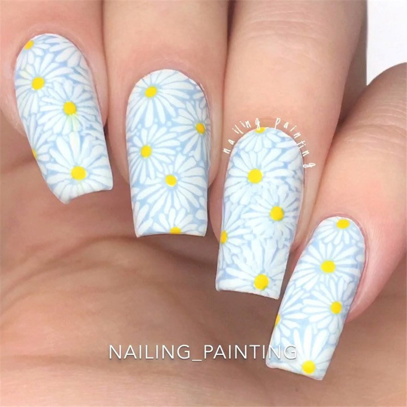 35 Spring Nail Design Trends and Colors. We have gathered the best spring nails ideas including beautiful flower,  greens, pinks, yellow and so on. You can try with the spring nails designs. #NailArt #springnails