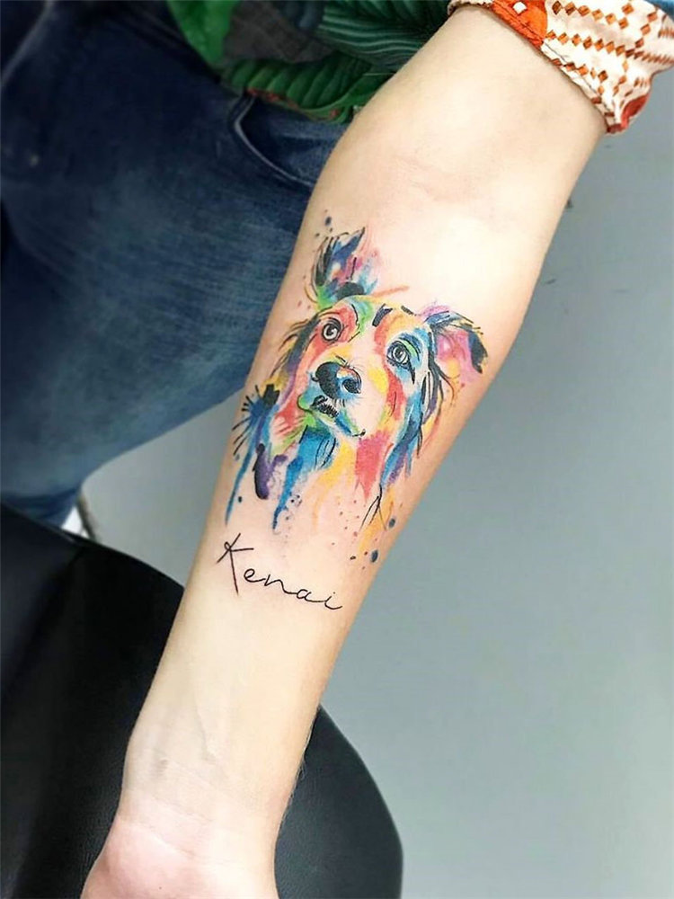 Back Cat Dog Watercolor Tattoo  Best Tattoo Ideas Gallery