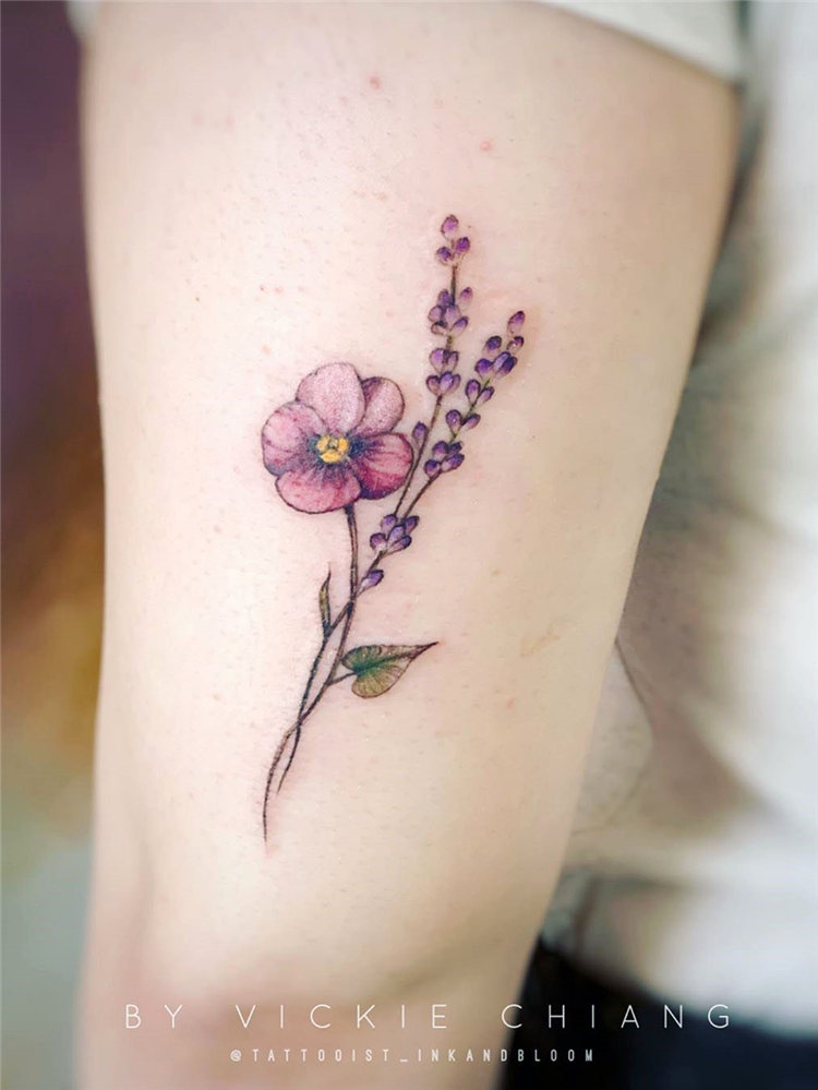 Tattoo uploaded by Maiko Only  Pink Forgetmenots  tattoo tattoos  tatts uk nottingham colourfultattoos watercolourtattoo flowertattoo  botanicaltattoo smalldetails forgetmenotstattoo forgetmenot pinks  purples artwork tattooart 